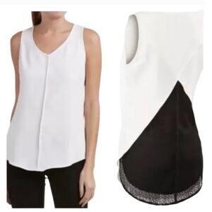 CAbi Domino‎ sleeveless split back lace mesh under lay tank top womans sz S 3076
